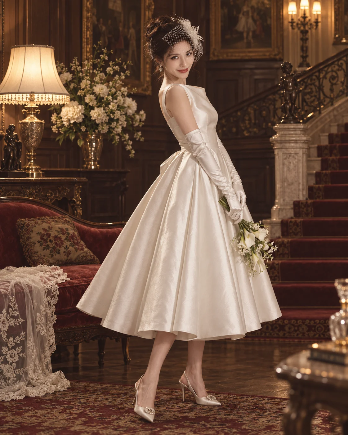 Emma Astor in a refined couture bridal gown